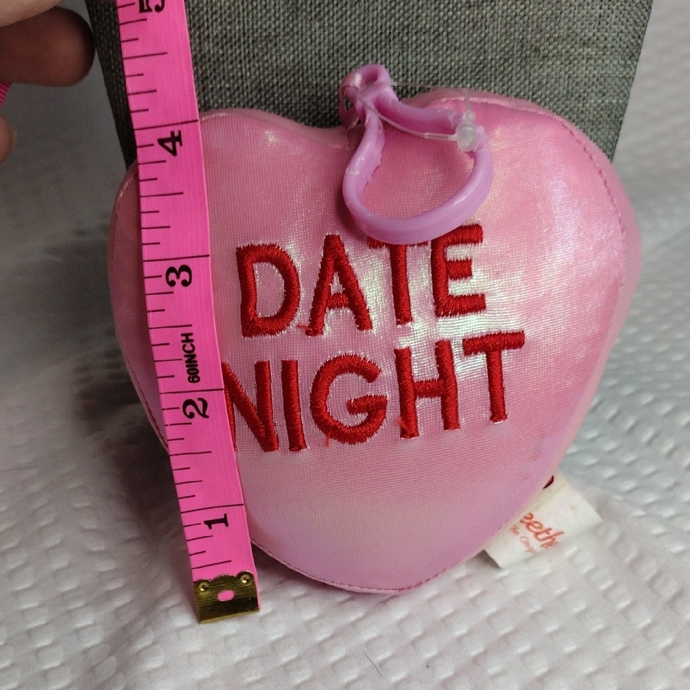 Sweethearts Pink Heart-Shaped Date Night Plush Bag Charm - Picture 4 of 4
